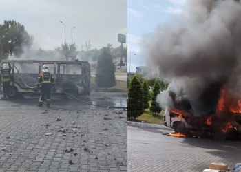 Kuşadası Sanayi Sitesi’nde Minibüs Yangını Güçlükle Kontrol Altına Alındı.