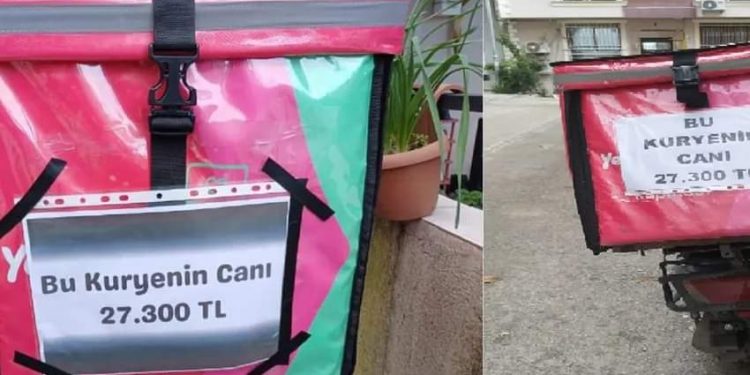 İzmir’de afişli eylem: ‘Bu kuryenin canı 27 bin 300 TL’